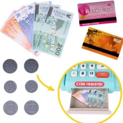 Kasa Sklepowa Fiskalna Skaner Dźwięk Kalkulator Niebieska