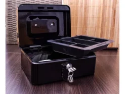 Kasetka na pieniądze monety sejf metalowa duża czarny