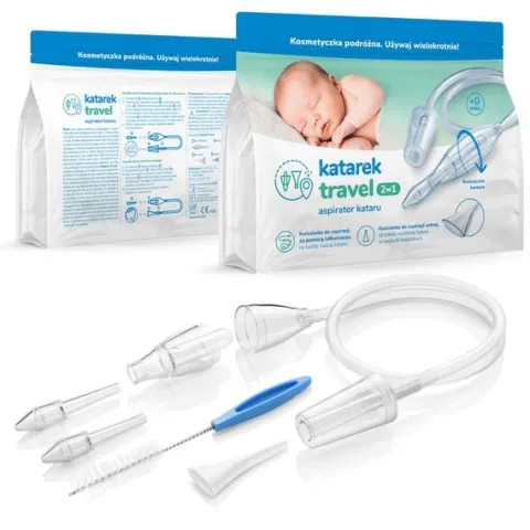 KATAREK TRAVEL Aspirator do nosa dla dzieci i niemowląt 2w1