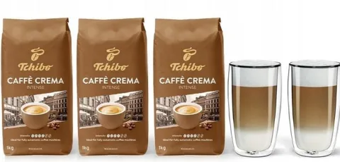 Kawa ziarnista Tchibo Crema Intense 3kg + szklanki