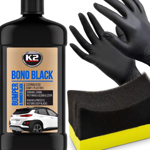 K2 Bono Czernidło Do Plastiku Opon Gumy Kokpitu + Aplikator Rękawiczki