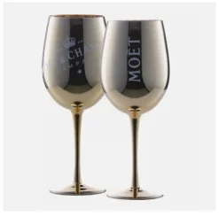Kieliszki do szampana wina MOET CHANDON 2 szt zestaw złote