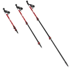 Kije trekkingowe TK8601 składane czerwone 135 cm z blokadą + pokrowiec