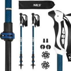 Kije trekkingowe TK8601 składane niebieskie 135 cm z blokadą + pokrowiec