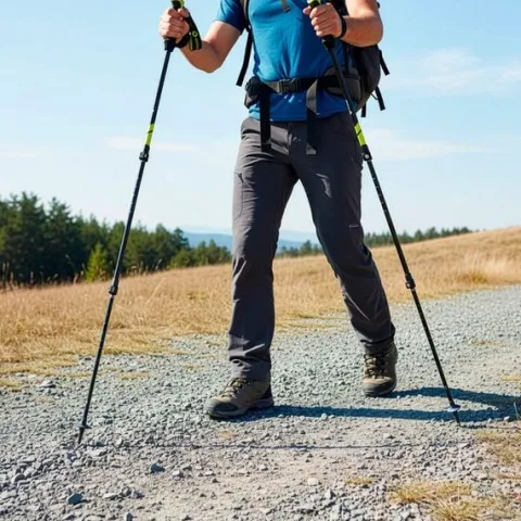 Kije trekkingowe z regulacją długości, składane kijki do chodzenia, nordic walking z trzema nakładkami