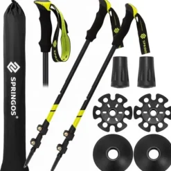 Kije trekkingowe z regulacją długości, składane kijki do chodzenia, nordic walking z trzema nakładkami