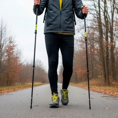 Kije trekkingowe z regulacją długości, składane kijki do chodzenia, nordic walking z trzema nakładkami