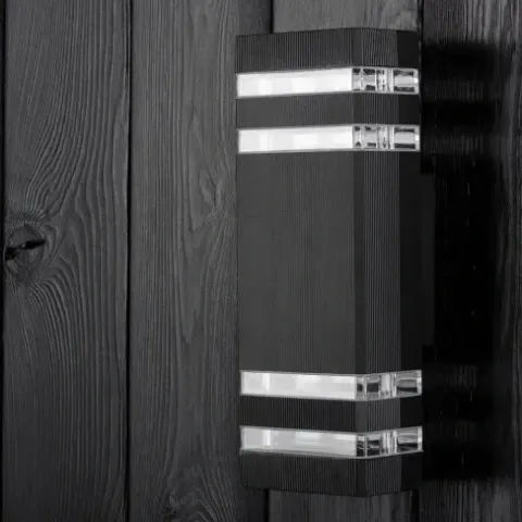 KINKIET ELEWACYJNY GÓRA DÓŁ LAMPA OGRODOWA 2XGU10 IP54 ALUMINIUM CZARNY