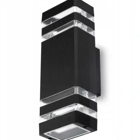 KINKIET ELEWACYJNY GÓRA DÓŁ LAMPA OGRODOWA 2XGU10 IP54 ALUMINIUM CZARNY