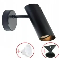 Kinkiet Lampa Futuro 1xGU10 czarny ZESTAW Z PRZYSSAWKĄ I ŻARÓWKĄ LED