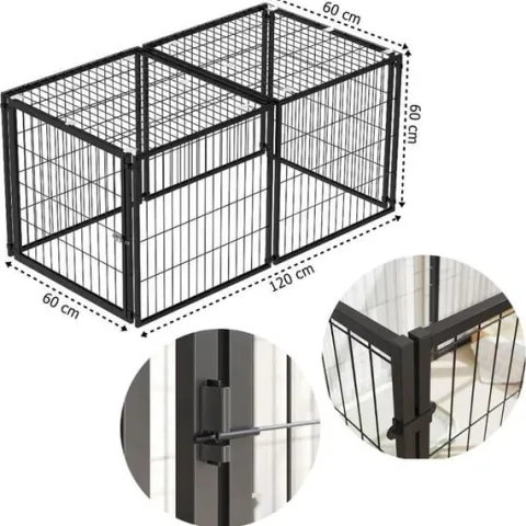 Klatka Zamykany Kojec Metalowy z Drzwiami Zagroda dla Psa Kota Wybieg 60cm