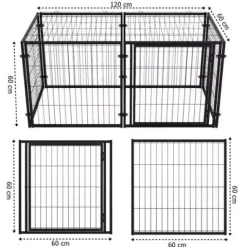 Klatka Zamykany Kojec Metalowy z Drzwiami Zagroda dla Psa Kota Wybieg 60cm