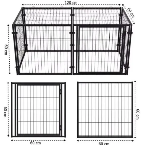 Klatka Zamykany Kojec Metalowy z Drzwiami Zagroda dla Psa Kota Wybieg 60cm