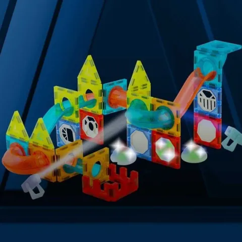 Klocki magnetyczne edukacyjne konstrukcyjne z podświetleniem RK-763 Ricokids 110 szt
