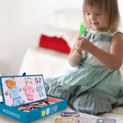 Klocki Puzzle Magnetyczne Układanka Ubieranie Ubieranka Mis Kotek 68el