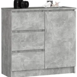 Komoda 80 cm JERRY nowoczesna 1 drzwi 3 szuflady - beton