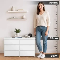 Komoda do salonu CL 100 cm 6 szuflad mała - biała