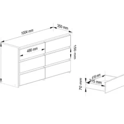 Komoda do salonu CL 100 cm 6 szuflad mała - biała