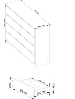 Komoda do salonu K 140 cm 8 szuflad - dąb artisan-biała