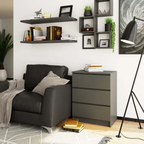 Komoda do salonu K 60 cm 3 szuflady - grafit szary