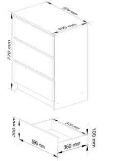 Komoda do salonu K 60 cm 3 szuflady - grafit szary