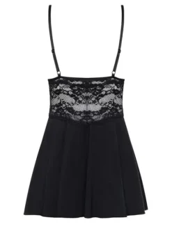 Komplet 810-BAB-1 babydoll i stringi - czarny - Obsessive L/XL