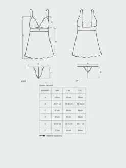 Komplet Idillia babydoll i stringi - czarna - Obsessive XXL