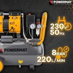 KOMPRESOR BEZOLEJOWY 24L SPRĘŻARKA 8 BAR 220l/min 230V SEPARATOR CICHY 59dB