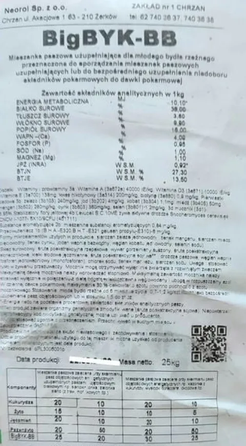 Koncentrat dla opasów byków Big Byk Neorol 25kg