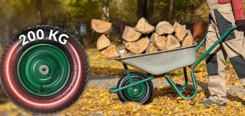KOŁO KÓŁKO DO TACZKI TACZEK MOCNE Z DĘTKĄ POMPOWANE 4.80/4.00-8 + OŚKA