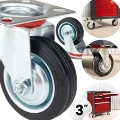 Koło Kółko Do Wózka Obrotowe Skrętne Gumowe 3" 75mm Na Płytce