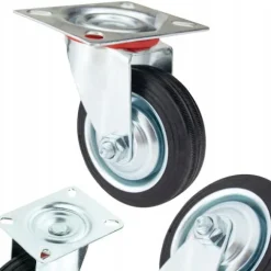 Koło Kółko Do Wózka Obrotowe Skrętne Gumowe 3" 75mm Na Płytce