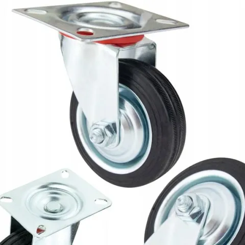 Koło Kółko Do Wózka Obrotowe Skrętne Gumowe 3" 75mm Na Płytce