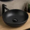 Korek umywalkowy klik-klak ceramiczny, czarny mat, bez otworu przelewowego