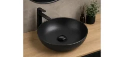 Korek umywalkowy klik-klak ceramiczny, czarny mat, bez otworu przelewowego