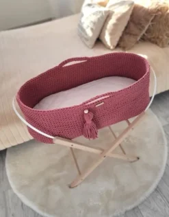Kosz Mojżesza BOHO bawełniany Handmade z materacykiem - blossom