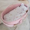 Kosz Mojżesza BOHO bawełniany Handmade z materacykiem - pastel pink