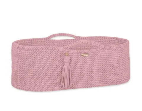 Kosz Mojżesza BOHO bawełniany Handmade z materacykiem - pastel pink