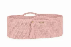 Kosz Mojżesza BOHO bawełniany Handmade z materacykiem - pastel pink