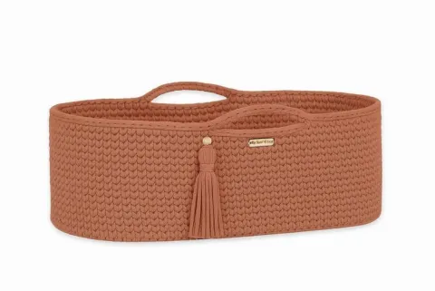 Kosz Mojżesza BOHO bawełniany Handmade z materacykiem - caramel