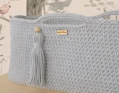 Kosz Mojżesza BOHO bawełniany Handmade z materacykiem - szary