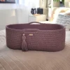 Kosz Mojżesza BOHO bawełniany Handmade z materacykiem - mauve