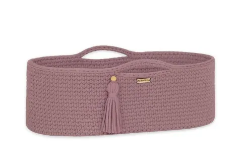 Kosz Mojżesza BOHO bawełniany Handmade z materacykiem - mauve
