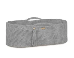 Kosz Mojżesza BOHO bawełniany Handmade z materacykiem - ciemny szary