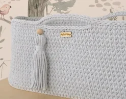Kosz Mojżesza BOHO bawełniany Handmade z materacykiem - jasny szary