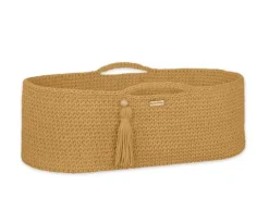 Kosz Mojżesza BOHO bawełniany Handmade z materacykiem - musztardowy