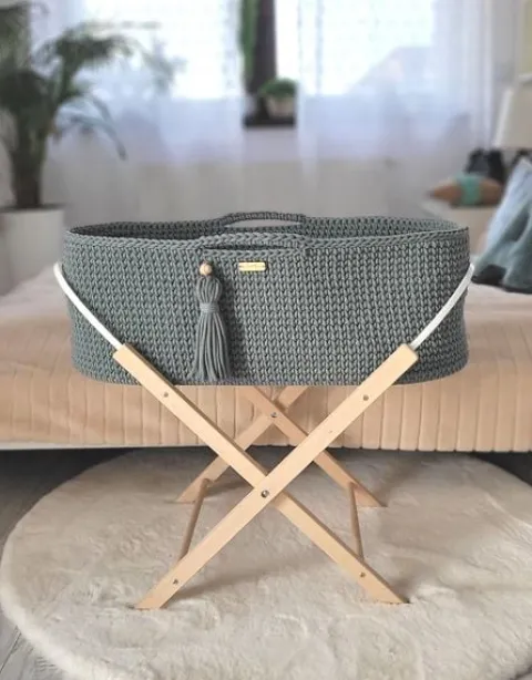 Kosz Mojżesza BOHO Handmade ze stojakiem - laurel