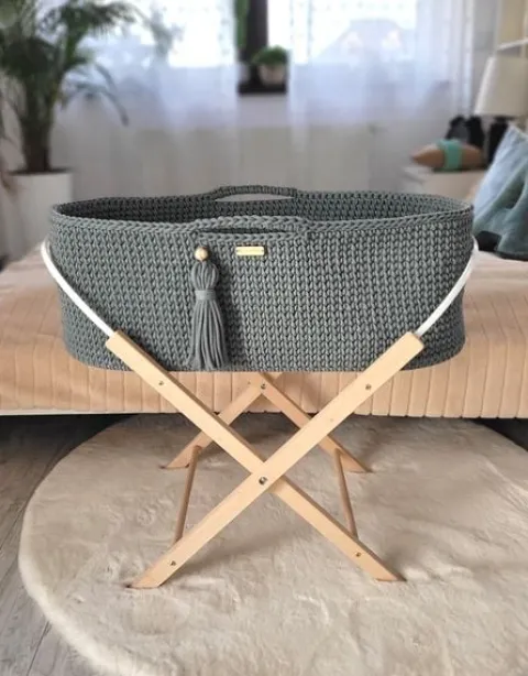 Kosz Mojżesza BOHO Handmade ze stojakiem - laurel