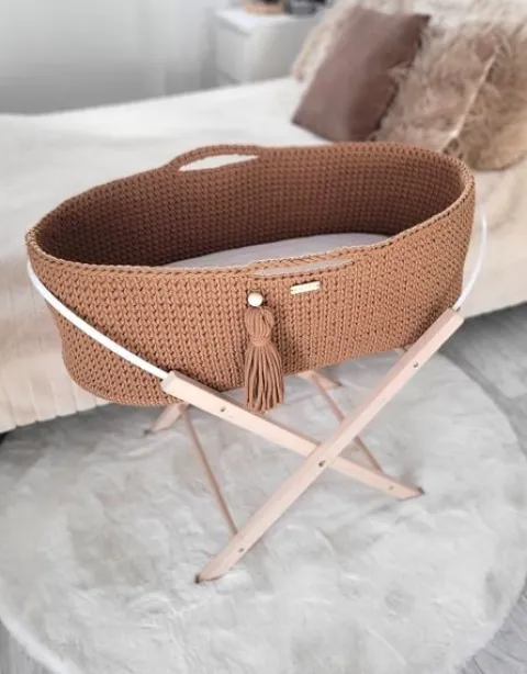 Kosz Mojżesza BOHO Handmade ze stojakiem - caramel
