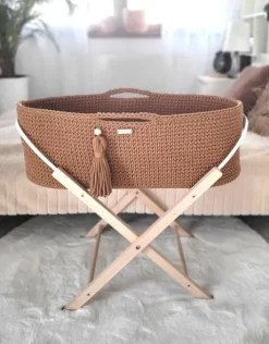 Kosz Mojżesza BOHO Handmade ze stojakiem - caramel